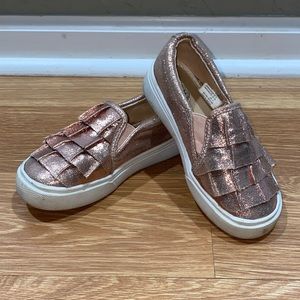 Rose Gold Ruffle Slip-on Sneakers